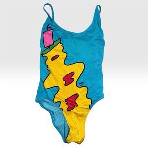 Vintage Peter Max Via Objects Swimsuit Womens 12 Pop Art Graphic 80s 90s Rare